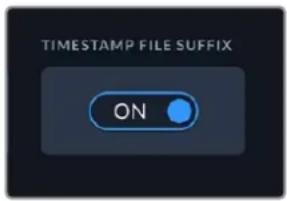 TIMESTAMP FILE SUFFIX ON