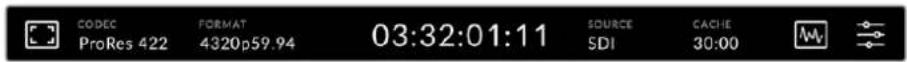 CODEC ProRes 422 FORMAT 4320p59.94 03:32:01:11 SOURCE SDI CACHE 30:00
