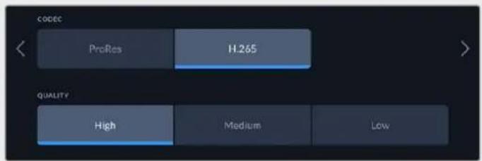 CODEC ProRes 11.265 QUALITY High Medium Low