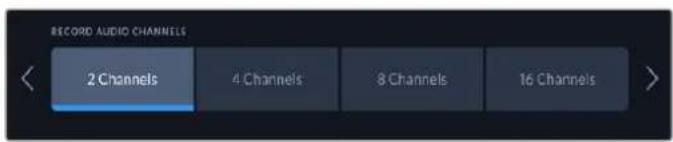 RECORD AUDIO CHANNELS 2 Channels 4 Channels 8 Channels 16 Channels