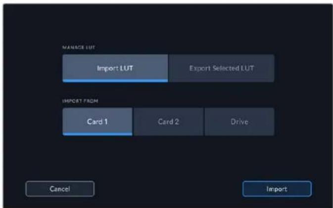 Blackmagic Design HyperDeck Extreme 8K - To import a LUT: - 1