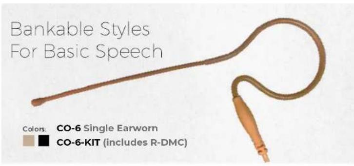 Bankable Styles For Basic Speech Colors: CO-6 Single Earworn CO-6-KIT (includes R-DMC)