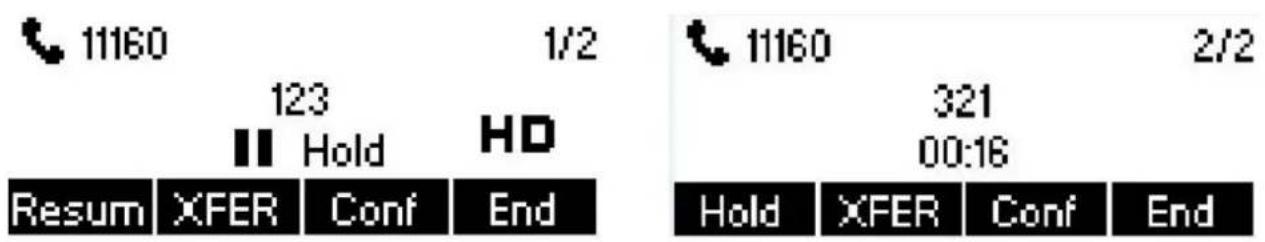 11160 1/2 123 Hold HD Resum XFER Conf End 11160 2/2 321 00:16 Hold XFER Conf End