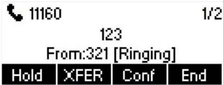 11160 1/2 123 From:321 [Ringing] Hold XFER Conf End