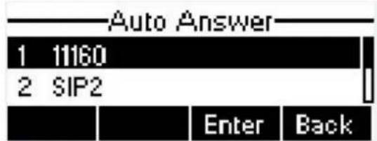 Auto Answer 1 11160 2 SIP2 Enter Back