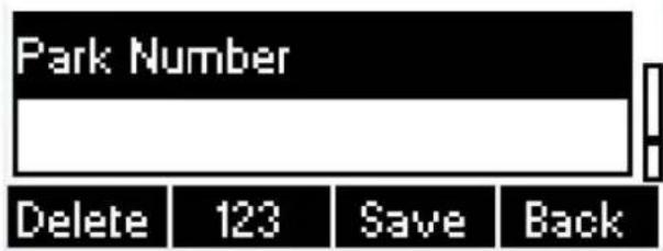Park Number Delete 123 Save Back