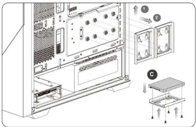 THERMALTAKE Divider 370 TG ARGB - 2.5" HDD Installation - 4