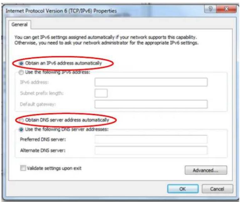 Internet Protocol Version 6 (TCP/IPv6) Properties General You can get IPv6 settings assigned automatically if your network supports this capability. Otherwise, you need to ask your network administrator for the appropriate IPv6 settings. Obtain an IPv6 address automatically Use the following IPv6 ad…