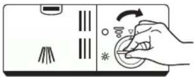 Diagram showing a hand pressing down on a control panel with icons for lighting and signal adjustment
