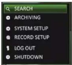 SEARCH ARCHIVING SYSTEM SETUP RECORD SETUP LOG OUT SHUTDOWN
