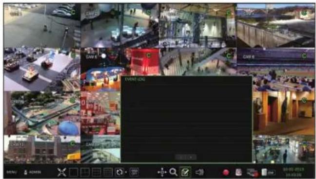 Screenshot of a surveillance camera interface displaying multiple aerial and outdoor scenes with Chinese labels like 'CAY 6' and 'EVENT LONG'.