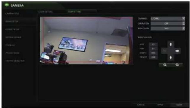 CAMERA COLOR SETTING COFFETTING CHANNEL: L GAMES ORIENTATION: OFF RAW COLOR: 100% RUNPTION: LEFT 42 TOP 61 SHIFT 800 BEANS 900 CANCEL: SHIFT OK