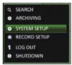 SEARCH ARCHIVING SYSTEM SETUP RECORD SETUP LOG OUT SHUTDOWN