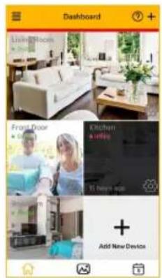 Dashboard Living Room in Room Front Door • Room Kitchen in Room + Add New Device