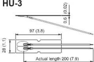 HU-3 0.6 (0.02) 97 (3.8) 28 (1.1) Actual length 200 (7.9)