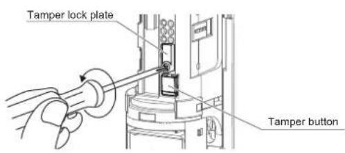 Tamper lock plate Tamper button
