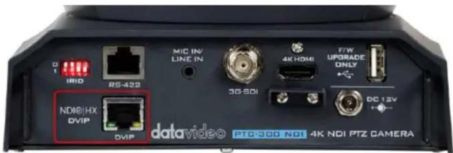 Q 1 IRID RS-422 NDI®HX DVIP DMP MIC IN/ LINE IN 3G-SDI 4K HDMI F/W UPGRADE ONLY DC 12V datavideo PTD-300 NDI 4K NDI PTZ CAMERA