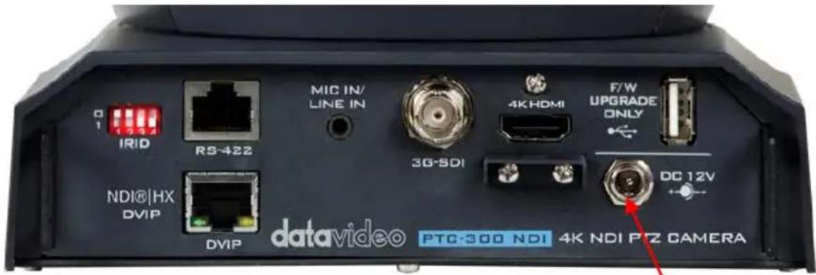 0 1 IRID RS-422 MIC IN/ LINE IN 3G-SDI 4K HDMI F/W UPGRADE ONLY NDI®/HX DVIP DVIP DC 12V datavideo PTC-300 NDI 4K NDI PTZ CAMERA