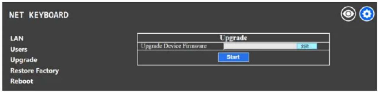 NET KEYBOARD LAN Users Upgrade Restore Factory Reboot Upgrade Upgrade Device Firmware Start 刘艳