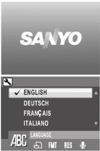 SANYO ✓ ENGLISH DEUTSCH FRANÇAIS ITALIANO LANGUAGE ABC FMT RES
