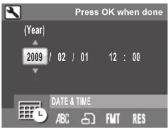 (Year) 2009 / 02 / 01 12 : 00 DATE & TIME ABC FMT RES