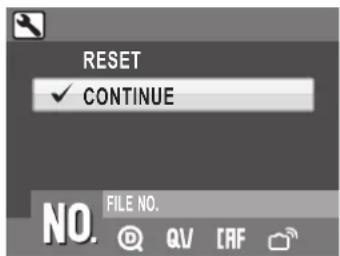 RESET ✓ CONTINUE NO. FILE NO. QV CAF