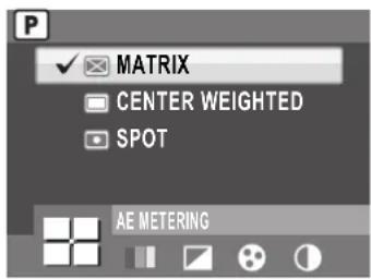 MATRIX CENTER WEIGHTED SPOT AE METERING