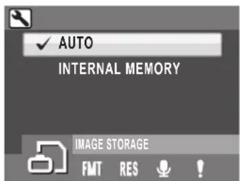 AUTO INTERNAL MEMORY IMAGE STORAGE FMT RES!