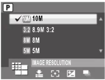 P ✓ 10M 10M 3:2 8.9M 3:2 8M 8M 5M 5M IMAGE RESOLUTION