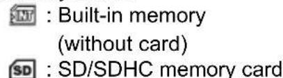 NT : Built-in memory (without card) SD : SD/SDHC memory card