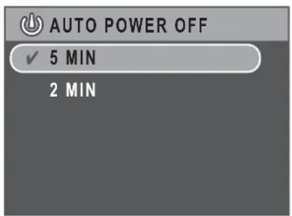 AUTO POWER OFF ✓ 5 MIN 2 MIN