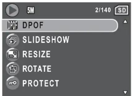 5M 2/140 SD DPOF SLIDESHOW RESIZE ROTATE PROTECT
