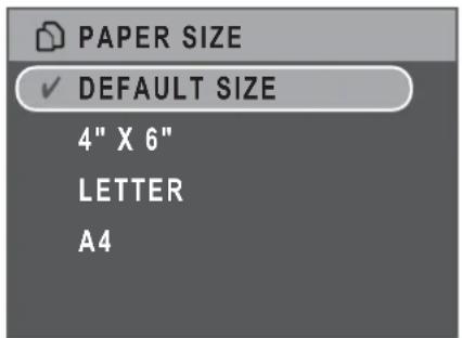 PAPER SIZE ✓ DEFAULT SIZE 4" X 6" LETTER A4