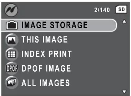 2/140 SD IMAGE STORAGE THIS IMAGE INDEX PRINT DPOF IMAGE ALL IMAGES