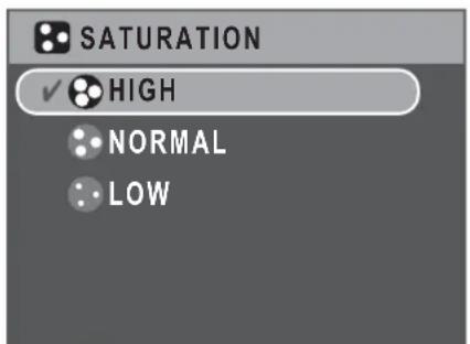 SATURATION ✓ HIGH NORMAL LOW