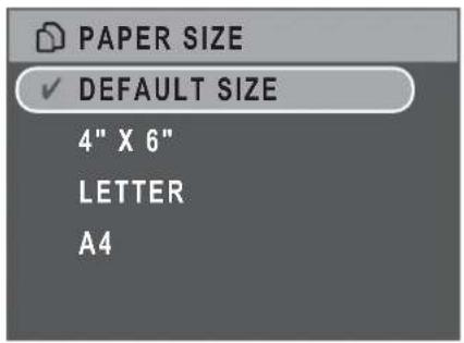 PAPER SIZE ✓ DEFAULT SIZE 4" X 6" LETTER A4