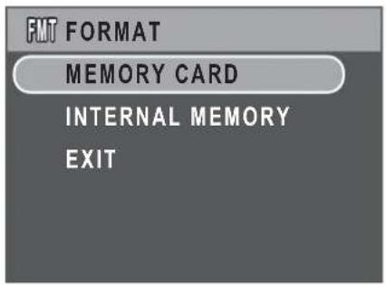 FUT FORMAT MEMORY CARD INTERNAL MEMORY EXIT