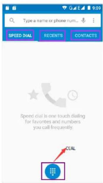 Type a name or phone num... SPEED DIAL RECENTS CONTACTS Speed dial is one touch dialing for favorites and numbers you call frequently. DIAL