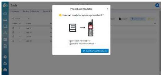 Phonebook Updated Handset ready for update phonebook? ■ Handset Powered out? ■ Enable "Phonebook Made"?