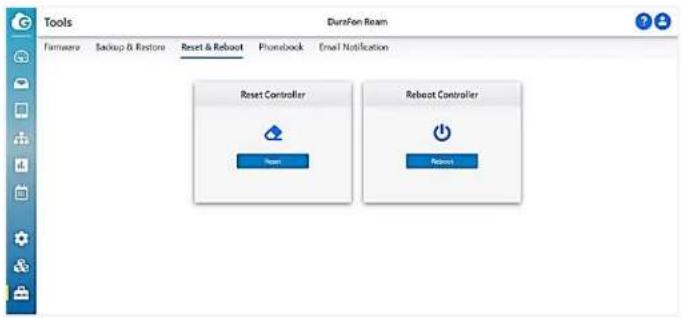 Tools DursFon Ream Firmware Backup & Restore Reset & Reboot Phonbook Email Notification Reset Controller Reset Reboot Controller Reboot