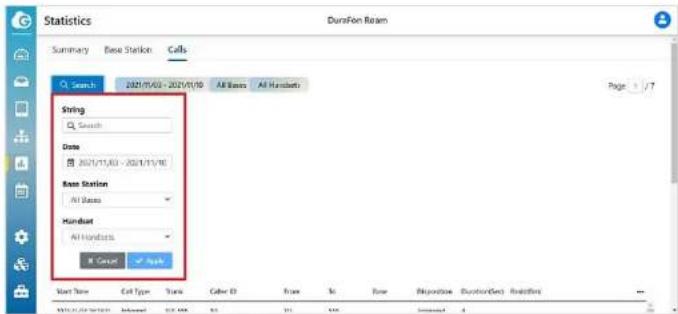 Statistics DurnFon Beam Summary Base Station Calls Search 2021/01/03 - 2021/01/10 All Bars All Handsets String Search Date 2021/11/10 - 2021/11/10 Base Station All Bars Handset All Handsets K Case Tools Start Time Cell Type Year Color ID From To Now Disposition Duration(Days) PrintFirst 00:00:00:00 Email: 85.000 95 21 MM Increased 4