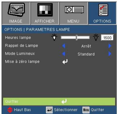 OPTOMA HD67 - OPTIONS | Parametres Lampe - 1