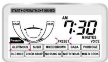START OPERATING FINISHED AM 7:30 MINUTES VOICE POKING GLUTINOUS SUSHI MIXED/BROWN GABA PORRIDGE OLD RICE CHICK/SOUP NU RUNG GI NUTRITIOUS MULTI COOK