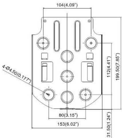 104(4.09°) 4-Ø4.50(0.177°) 80(3.15°) 153(6.02°) 112(4.41°) 199.50(7.85°) 31.50(1.24°)