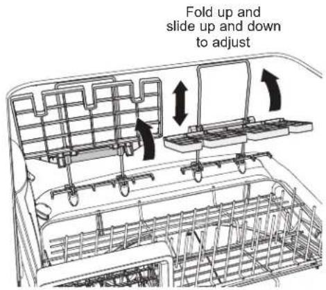 Fold up and slide up and down to adjust