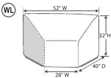 WL 52" W 32"H 40"D 28" W
