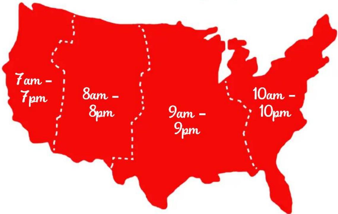 7am 7pm 8am 8pm 9am 9pm 10am 10pm