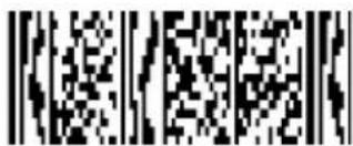 Scanned image of a QR code with pixelated pattern and partial text visible at the bottom