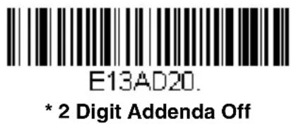 E13AD20. * 2 Digit Addenda Off