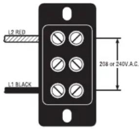 L2 RED L1 BLACK 208 or 240V.A.C.